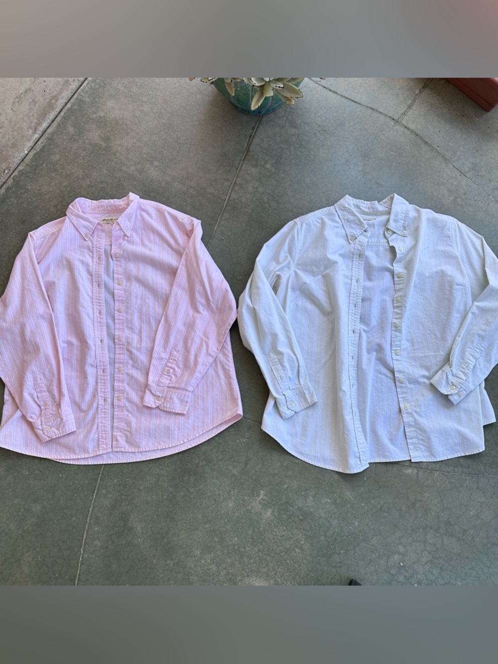 Stripped Button Up Shirt (Light Pink & Light Green)